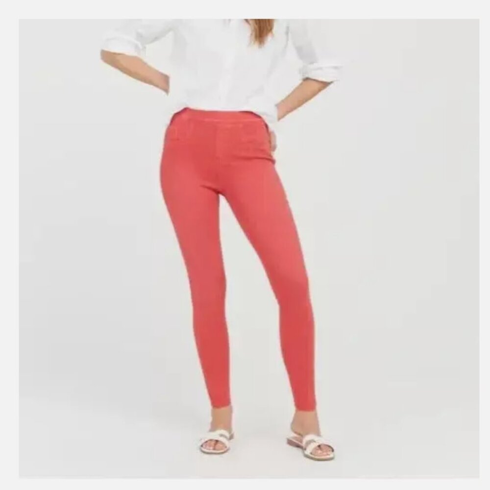 Spanx Jeanish Ankle Leggings Pull On Jeans Pants in Island Red Women's size XS